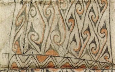 000414 Papua, Lake Sentani, painted bark cloth
