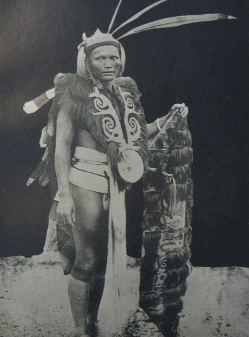 001012 Borneo, East Kalimantan, Dayak, Kayan, warrior in full dress