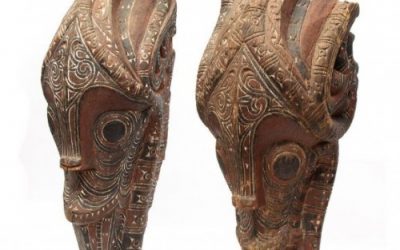 001086 Sumatra, Batak, Toba, pair of gable ornaments