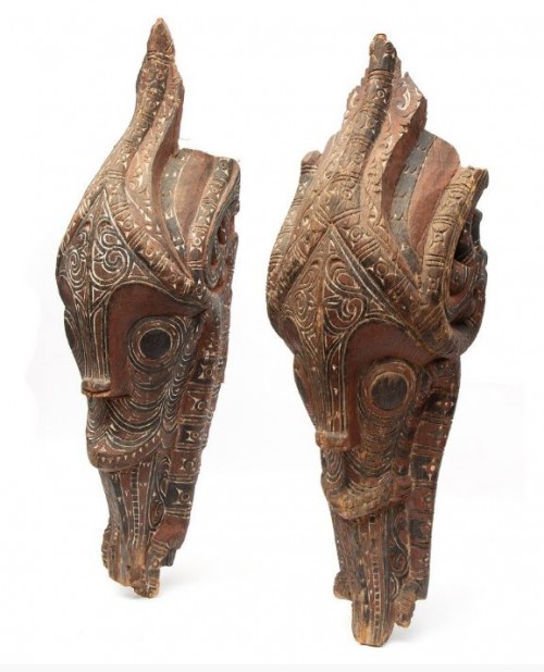 001086 Sumatra, Batak, Toba, pair of gable ornaments