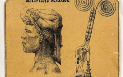 001256 Sumatra, Karo Batak, ink drawing of a complete set of women’s ear-ornaments