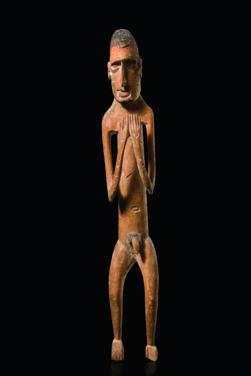 000124 Papua Asmat standing anthropomorphic figure wood pigments h. 73 Zemanek 31-10-15 66 € 800