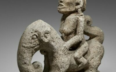 001525 Sumatra, Batak, stone equestrian figure