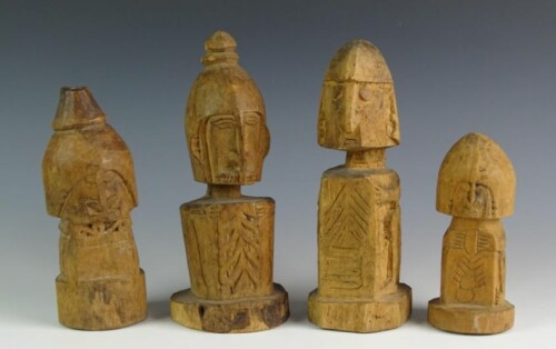 001596 Papua, Cenderawasih Bay, Schouten Islands, four ancestor figures